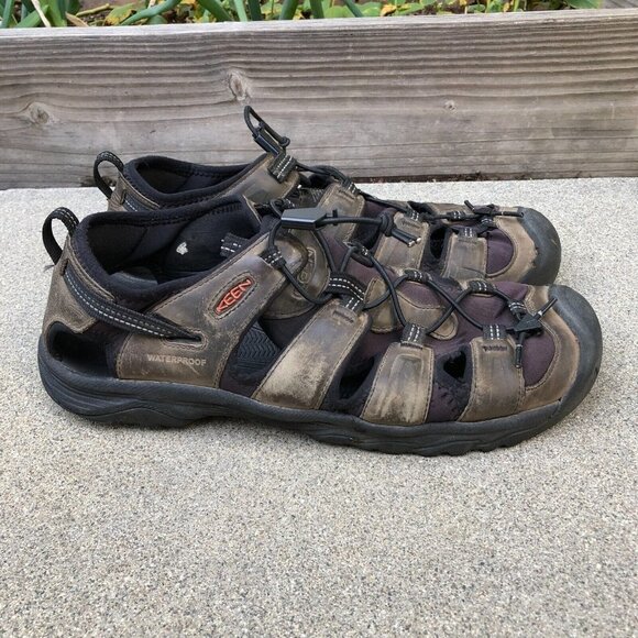 Keen Other - KEEN TARGHEE Waterproof Leather Sandals Shoes Men's 14 Brown Hiking Outdoors‌‌